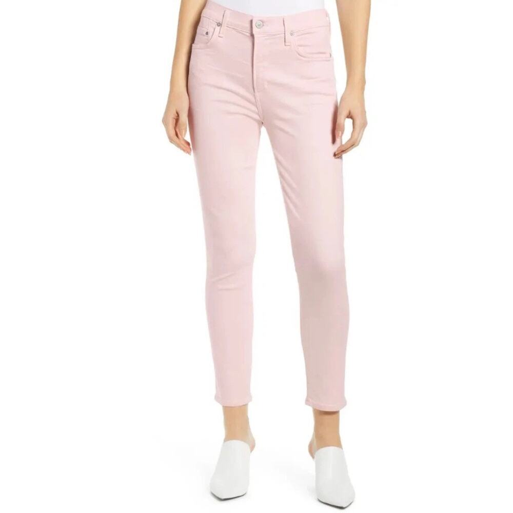 Citizens of Humanity Rocket Crop High Rise Skinny Light Pale Pink Jeans 30 EUC